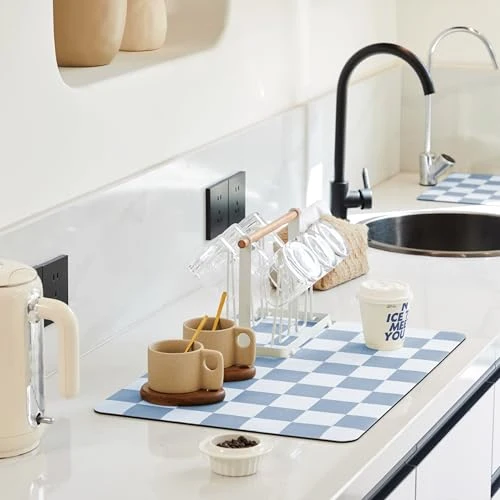 Durable Checkered Dish Drying Mat for Kitchen Counter Innovative