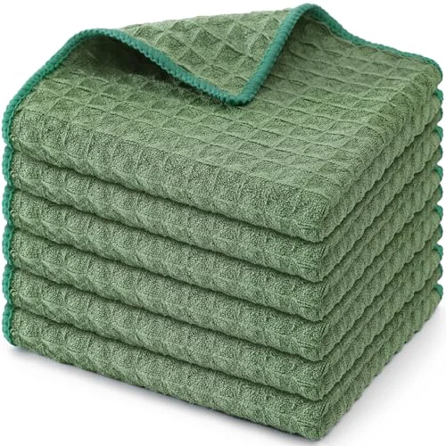 Smooth Microfiber Waffle Weave Kitchen Dish Cloths 6 Count Fine Crafted