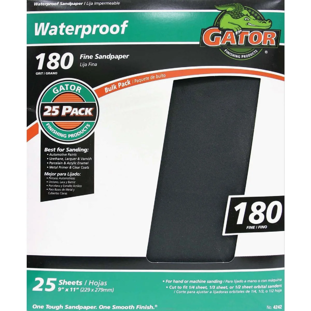 High-Quality Gator Waterproof 9 In. x 11 In. 180 Grit Fine Sandpaper 25-Pack Fast