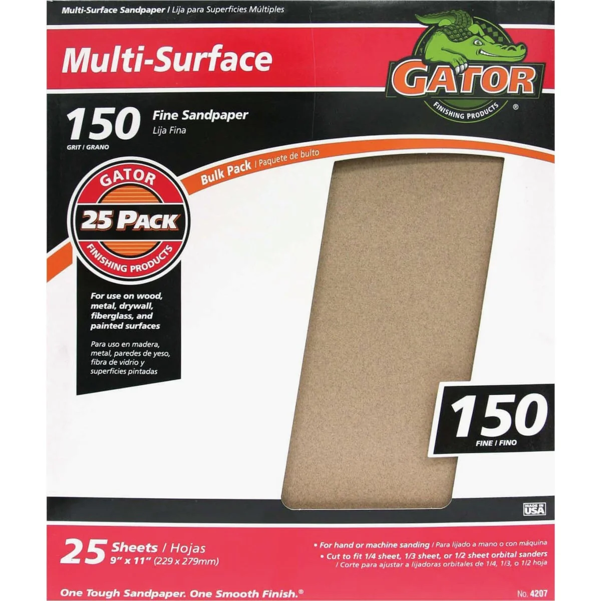 Versatile Gator Multi-Surface 9 In. x 11 In. 150 Grit Fine Sandpaper 25-Pack Fine Crafted