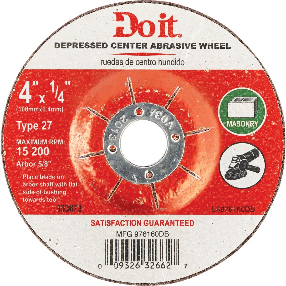Functional Do it Type 27 4 In. x 1 4 In. x 5 8 In. Masonry Cut-Off Wheel Innovative