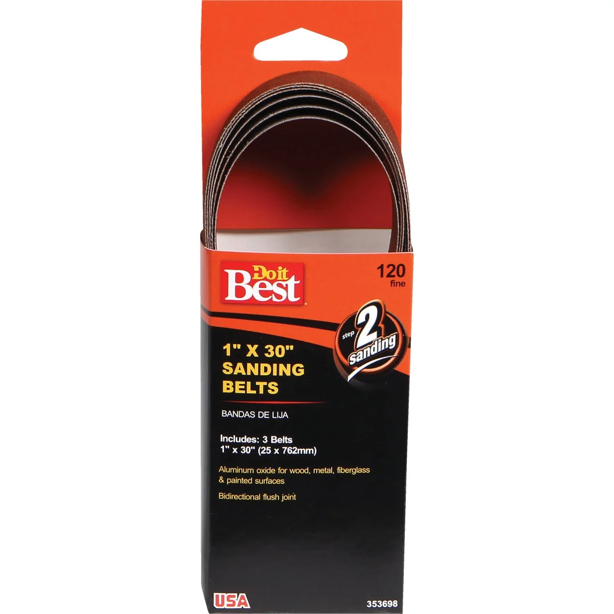 Professional Do it 1 In. x 30 In. 120 Grit Power Sanding Sanding Belt 3-Pack Contemporary
