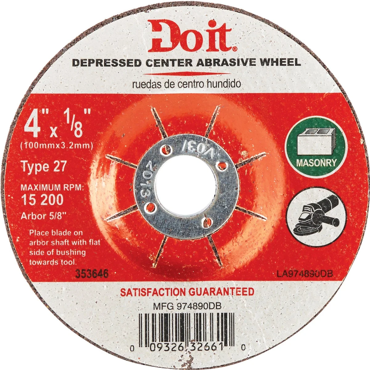 Elite Do it Type 27 4 In. x 1 8 In. x 5 8 In. Masonry Cut-Off Wheel Durable