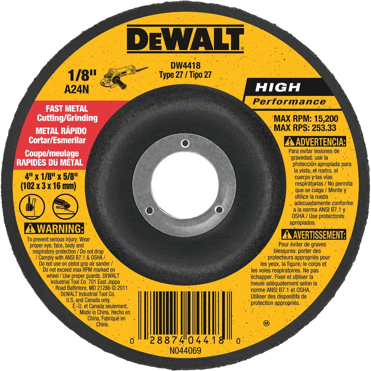 Trendy DeWalt HP Type 27 4 In. x 1 8 In. x 5 8 In. Metal Grinding Cut-Off Wheel Exclusive