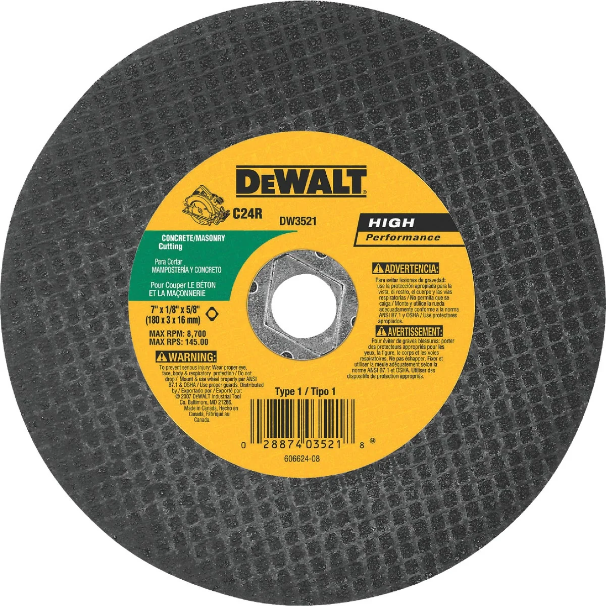 Optimized DeWalt HP Type 1 7 In. x 1 8 In. x 5 8 In. Masonry Cut-Off Wheel Versatile
