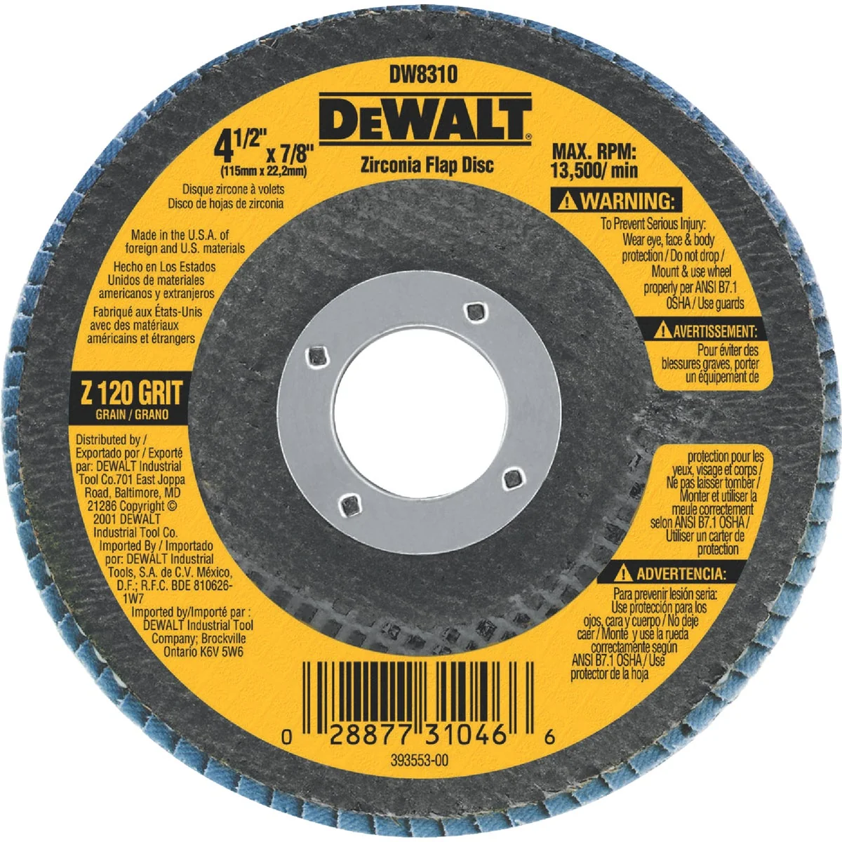Selected DeWalt 4-1 2 In. 120-Grit Type 29 High Performance Zirconia Angle Grinder Flap Disc Classic
