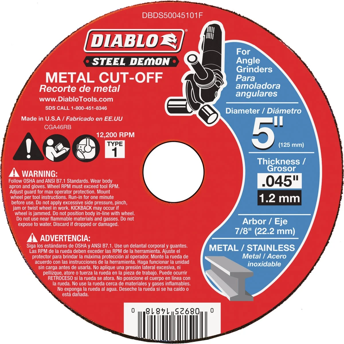 Comfortable Diablo Steel Demon Type 1 5 In. x 0.045 In. x 7 8 In. Metal Cut-Off Wheel Relaxed