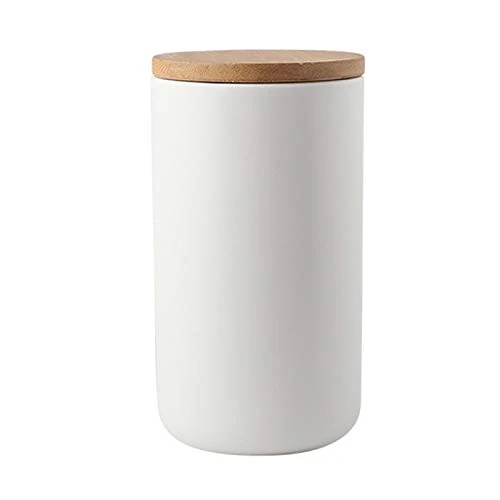 Contemporary Ceramic Storage Containers with Airtight Seal Bamboo Lids Kitchen Canisters for Tea Spice Seasoning Sugar Coffee Powerful