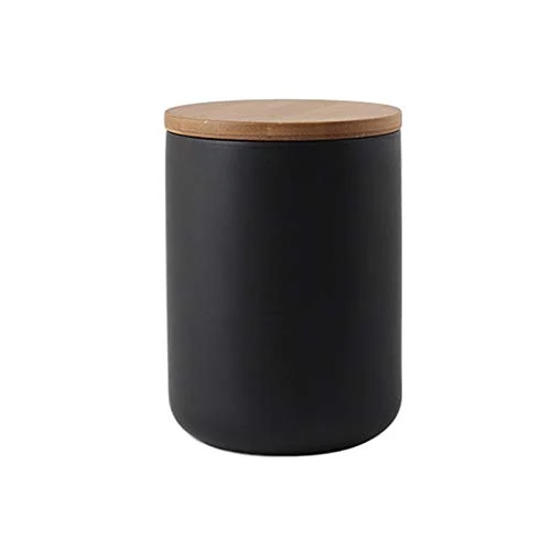 Classic Ceramic Storage Containers with Airtight Seal Bamboo Lids Kitchen Canisters for Sugar Coffee Tea Spice Seasoning Fashionable