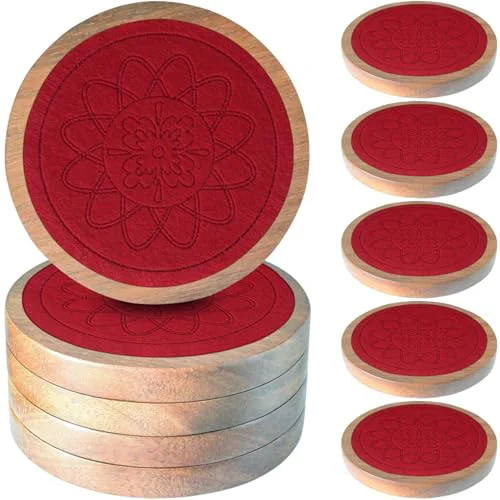Organic 5 Pack Wood Coasters for Drinks Optimized
