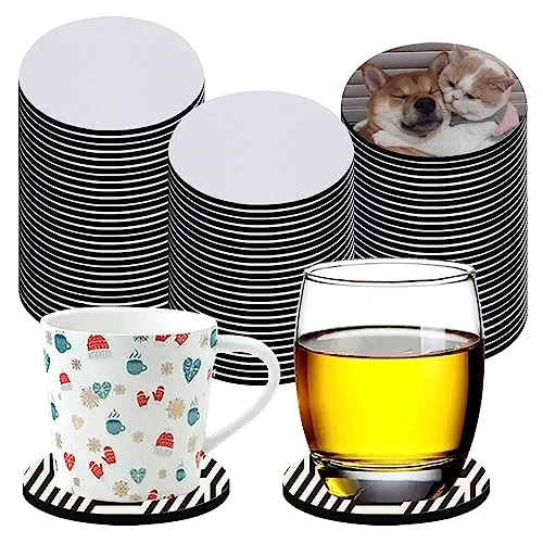 Sophisticated 80 PCS Sublimation Blank Cup Coasters Bulk 80 Count Innovative