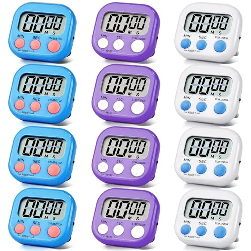 Sustainable 12 Pack Digital Kitchen Timer Magnetic Digital Timer with Big Display Loud Ring Cooking Timers for Kitchen Electronic Timer for Cooking 4 Count Powerful