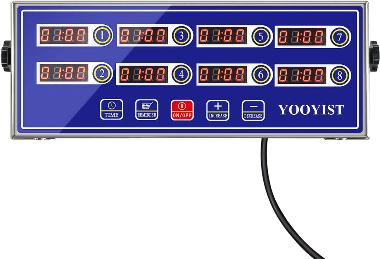 Reliable Professional Commercial 8 Channel Multiple Kitchen Timers Digital Calculagraph Programmable Loud for Restaurant Food Fryer Baking Cooking Stainless Steel Heavy Duty Healthy
