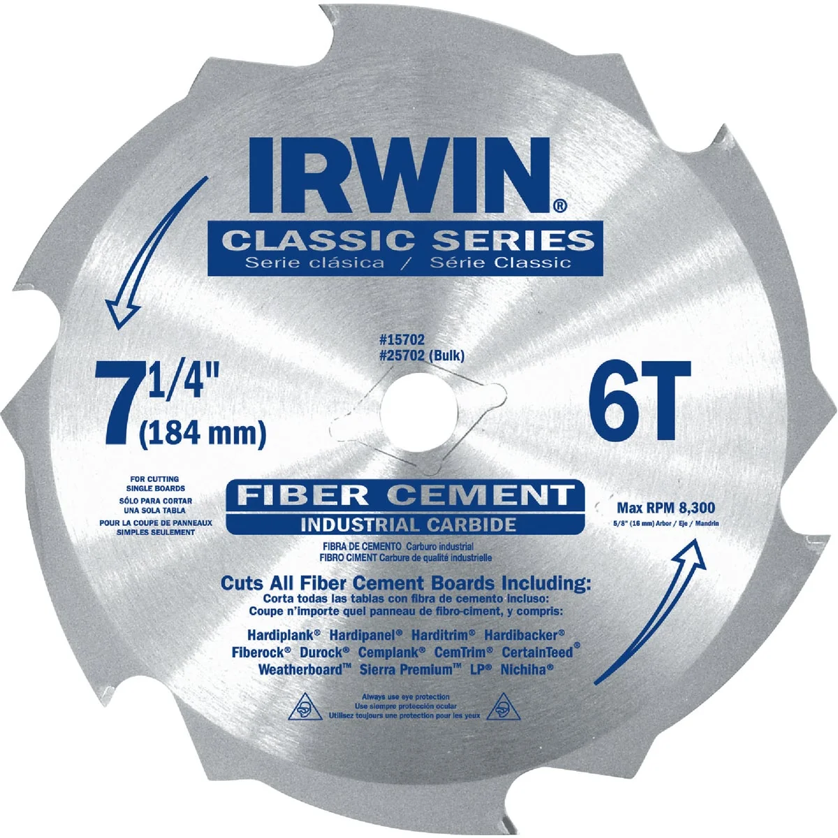 Breathable Irwin Classic Series 7-1 4 In. 6-Tooth Fiber Cement Circular Saw Blade High-End