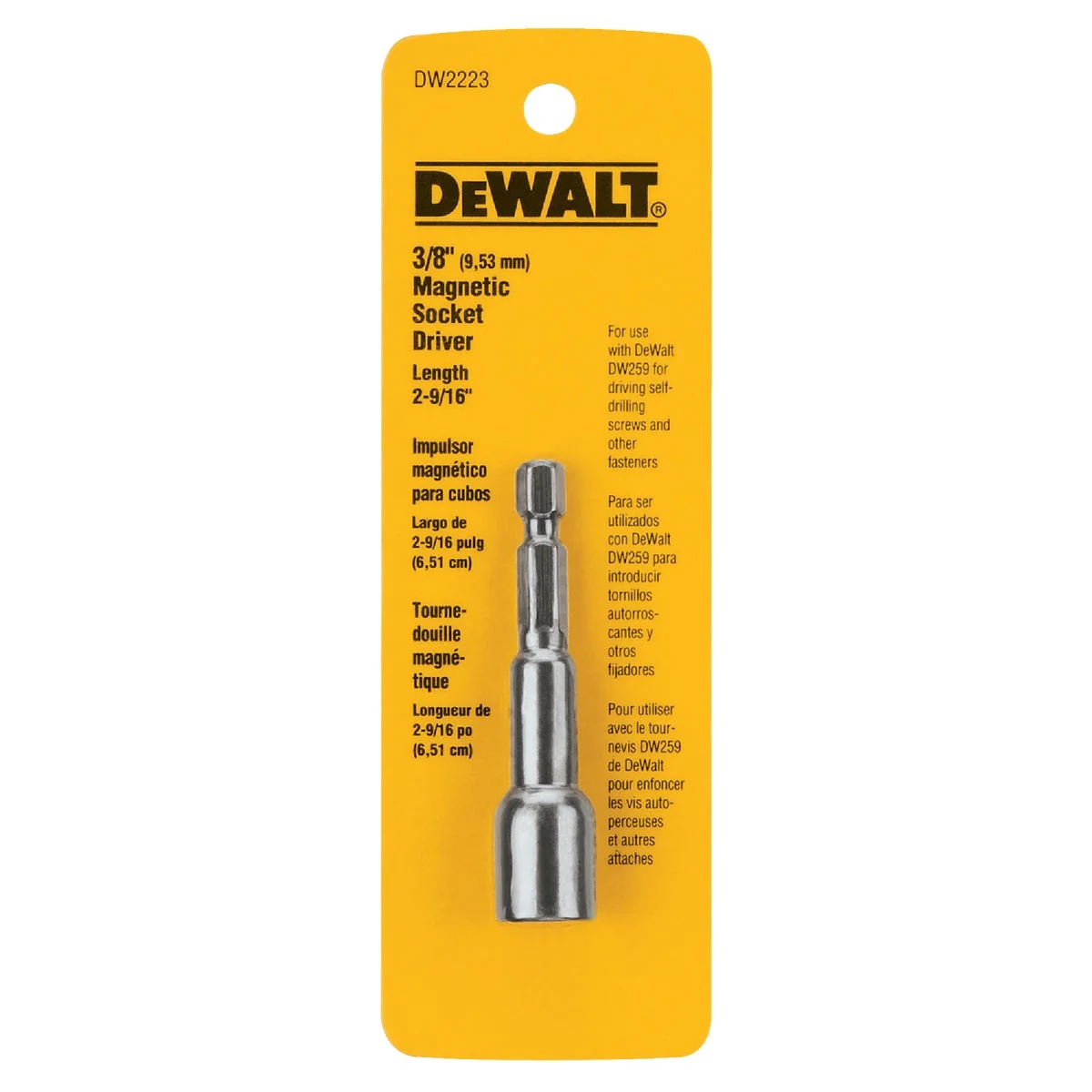 High-End DeWalt 3 8 In. x 2-9 16 In. Magnetic Nutdriver Bit Certified