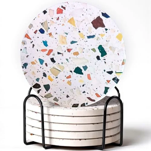 Prestigious Terrazzo Coasters Set of 6 6 Count Carefully Designed