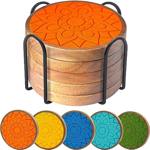 High-End Coasters for Drinks Absorbent 5 Pack Traditional