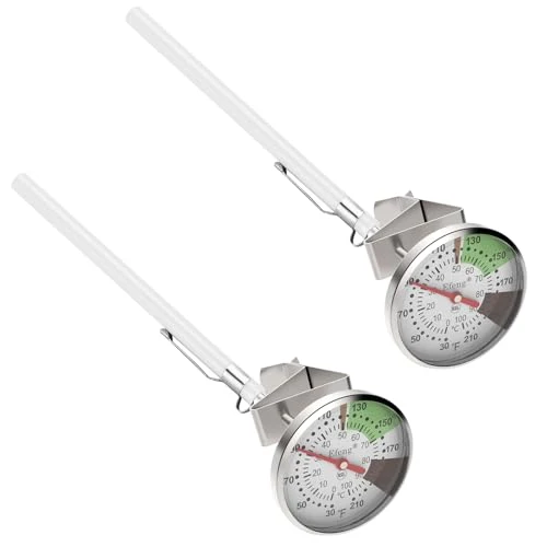 Genuine Instant Read Coffee Milk Frothing Thermometer with1.75 inch Dial 5 inch Probe Clip 2 Count Sophisticated