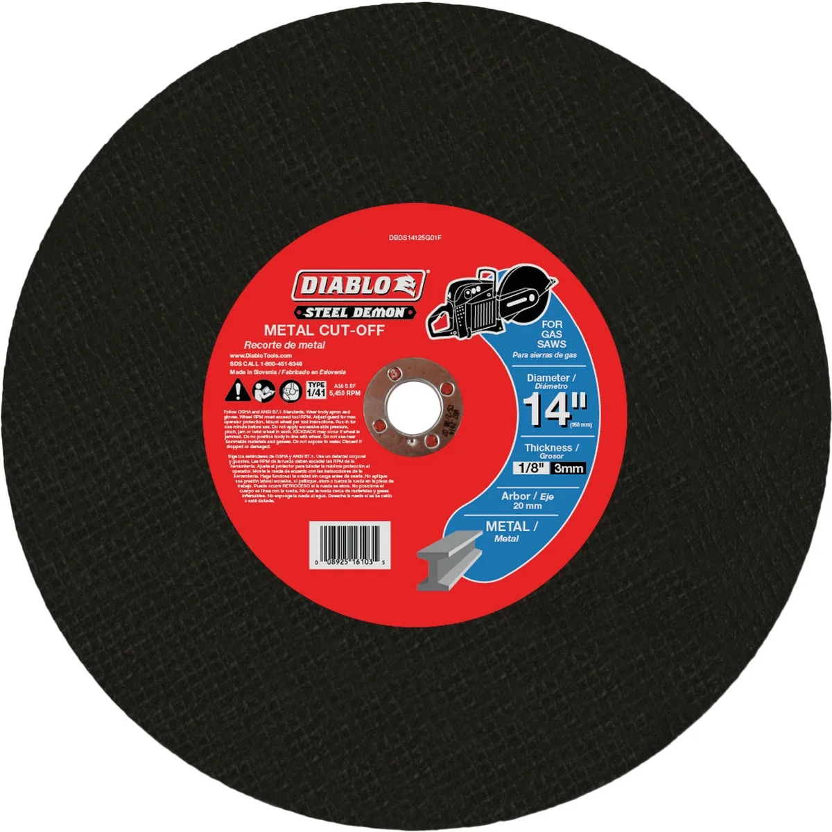 Official Diablo Steel Demon 14 In. x 20mm Metal High Speed Cut Off Disc Original Design