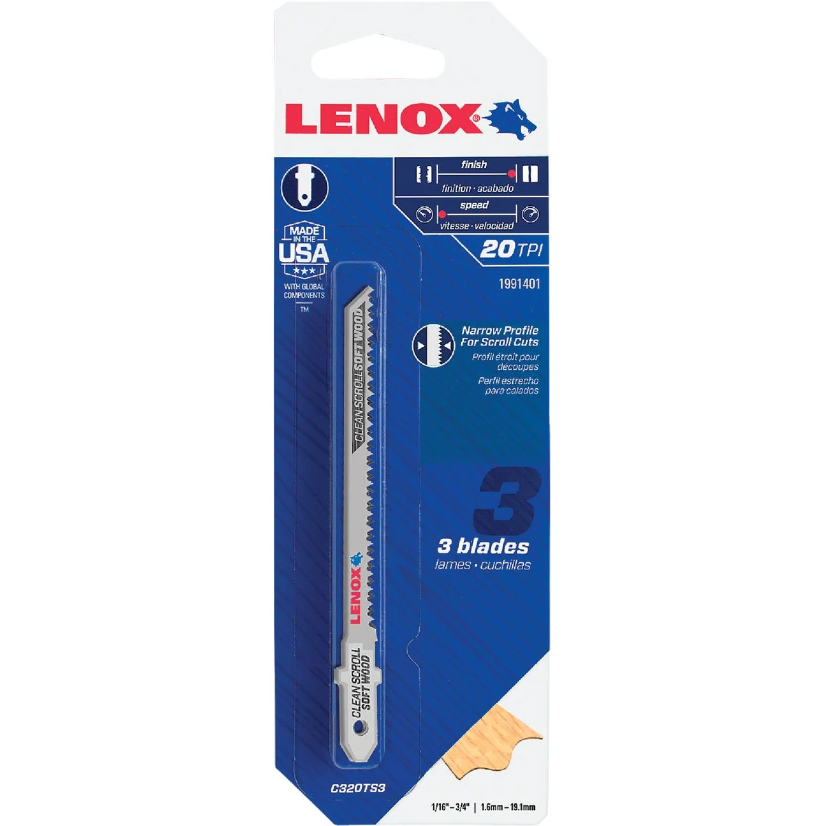 Genuine Lenox T-Shank 3-5 8 In. x 20 TPI High Carbon Steel Jig Saw Blade Clean Scroll Soft Wood 3-Pack Enhanced