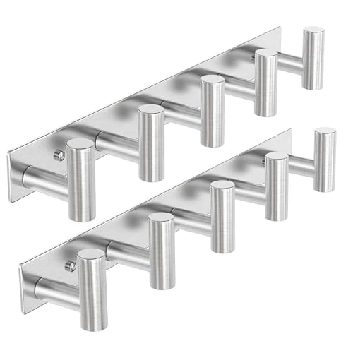 Flexible Silvery Hat and Coat Wall Mount Rack 2 Count Genuine