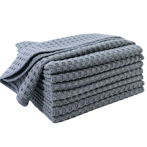 Stylish 380 GSM Microfiber Waffle Kitchen Dish Cloth 8 Count Selected