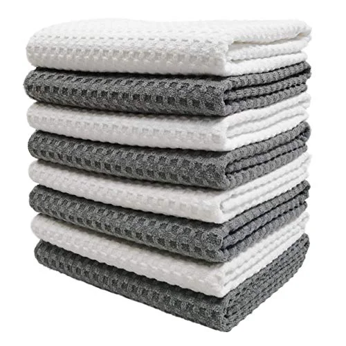 Relaxed 380 GSM Microfiber Waffle Kitchen Dish Tea Towel 8 Count Versatile