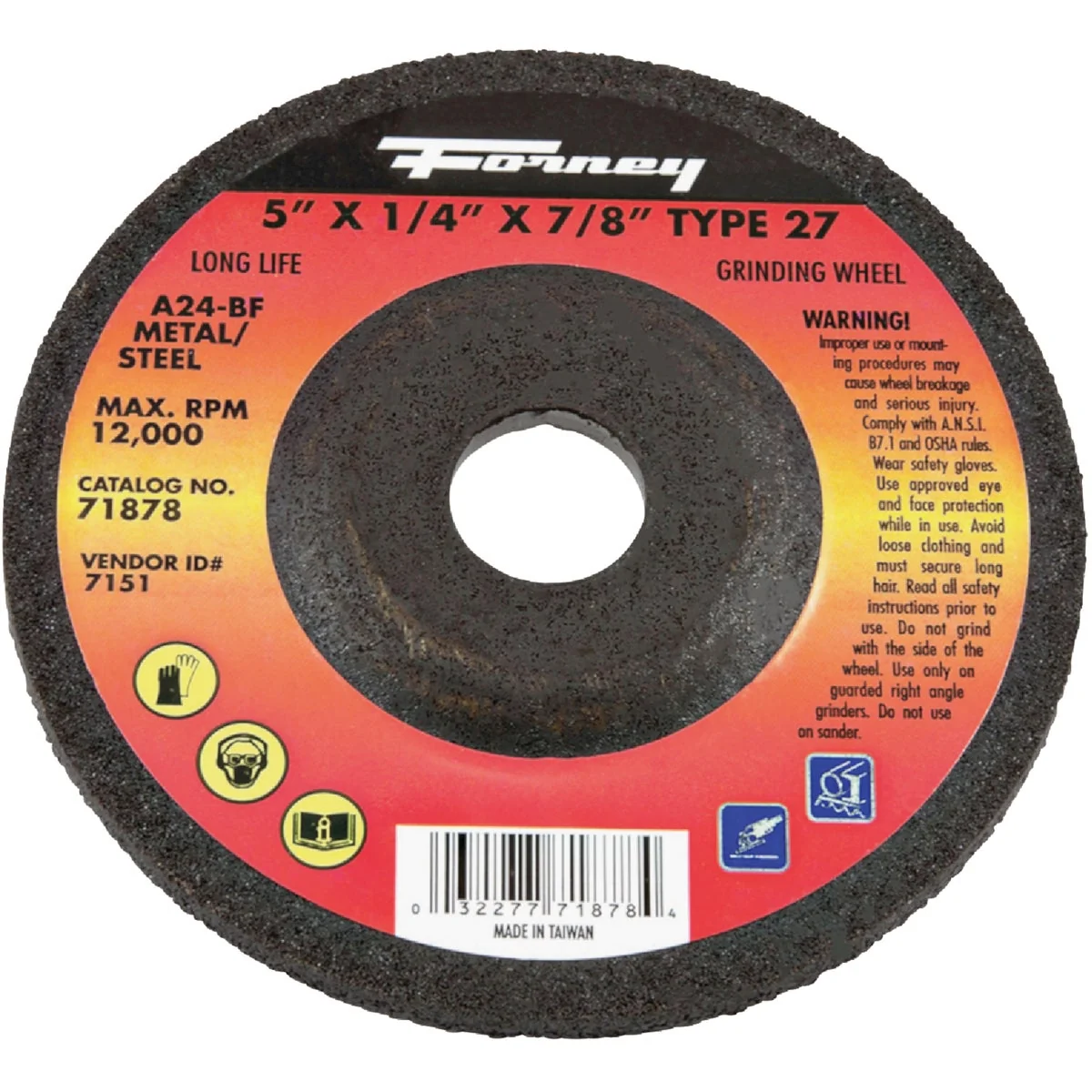 Fashionable Forney Type 27 5 In. x 1 4 In. x 7 8 In. Metal Steel Grinding Cut-Off Wheel Premium Material