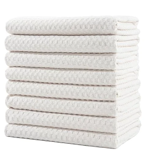 Authentic Ultra Premium Microfiber Kitchen Dish Hand Towel Waffle Weave 8 Count Healthy