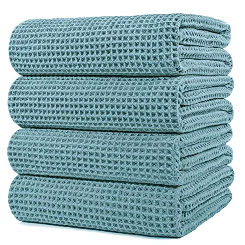 Genuine 430 GSM Poly Blend Microfiber Quick Dry Waffle Bath Towel 4 Count Authentic