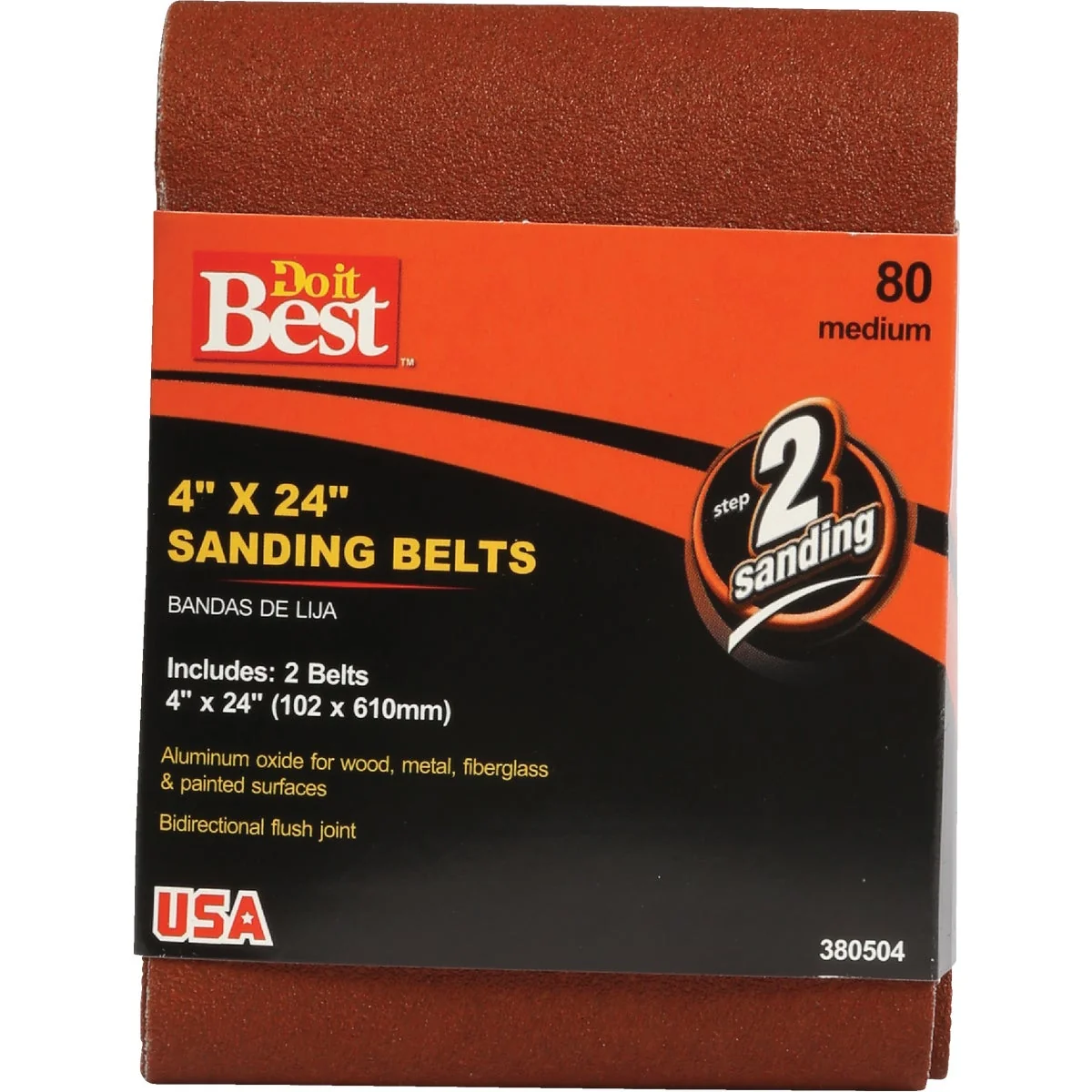 Sustainable Do it 4 In. x 24 In. 80 Grit Heavy-Duty Sanding Belt 2-Pack Flexible