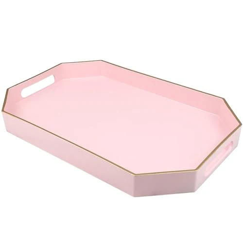 Luxury Pink Decorative Tray with Handles Relaxed