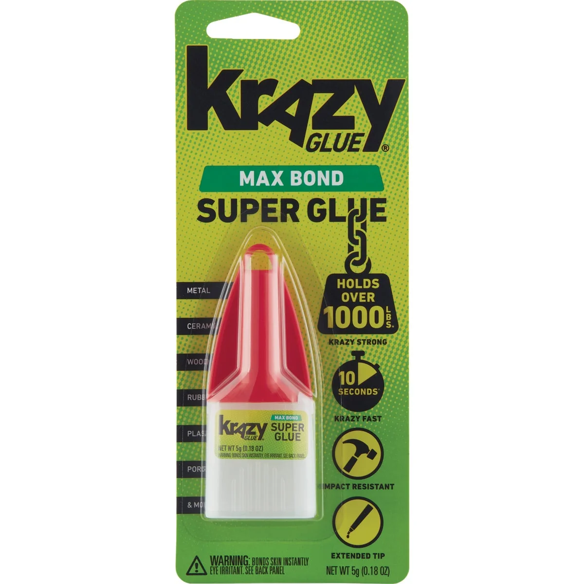 Clean Krazy Glue 0.18 Oz. Liquid Maximum Bond Super Glue with Precision Tip Fast