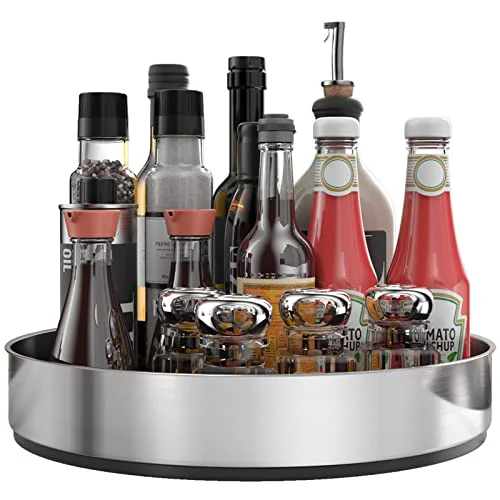 Official Pantry Cabinet Lazy Susan Stainless Steel Black Spice Rack Turntable Genuine