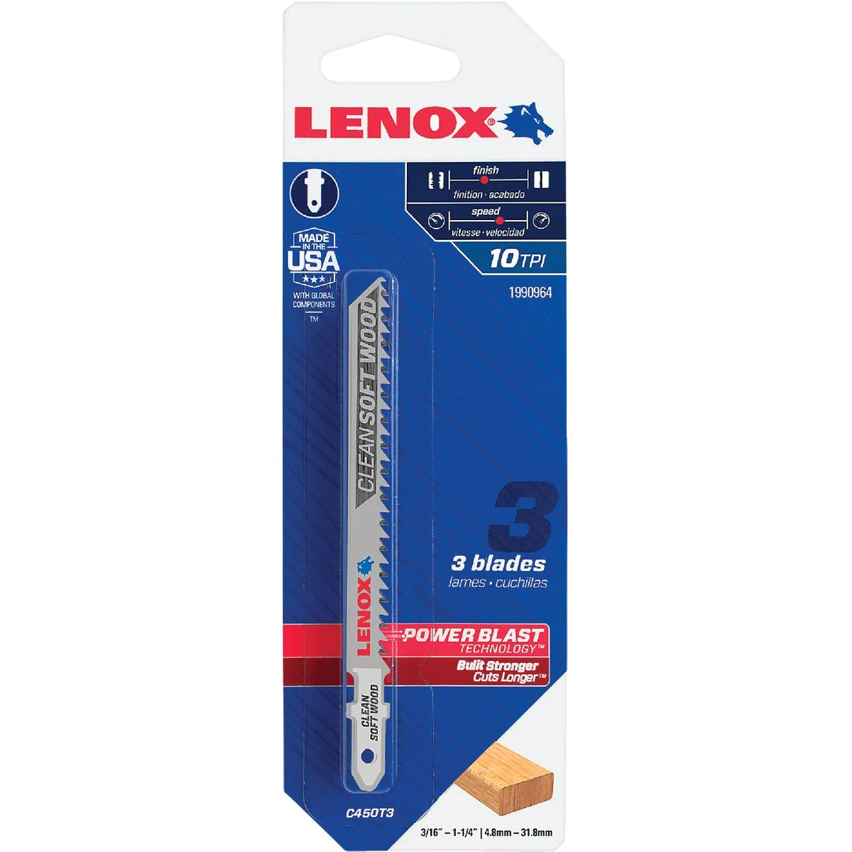 Traditional Lenox T-Shank 4 In. x 10 TPI High Carbon Steel Jig Saw Blade Clean Soft Wood 3-Pack Natural
