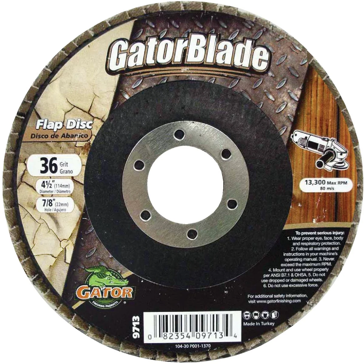 Functional Gator Blade 4-1 2 In. x 7 8 In. 36-Grit Type 29 Angle Grinder Flap Disc Safe