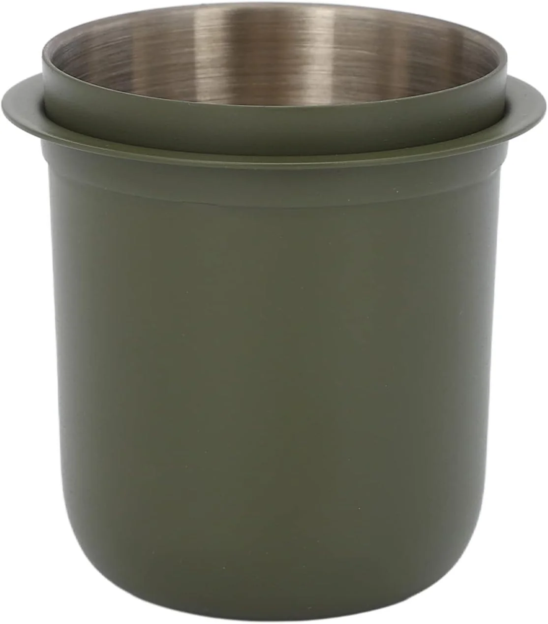 High-End Espresso Dosing Cup Sturdy Stainless Steel Coffee Making Dosing Cup 150ml 58mm Universal Inverted Coffee Powder Cup for Coffee Machine 2.7×2.3×2.9in Espresso Cup Release Hand Kit Silver Green Crafted