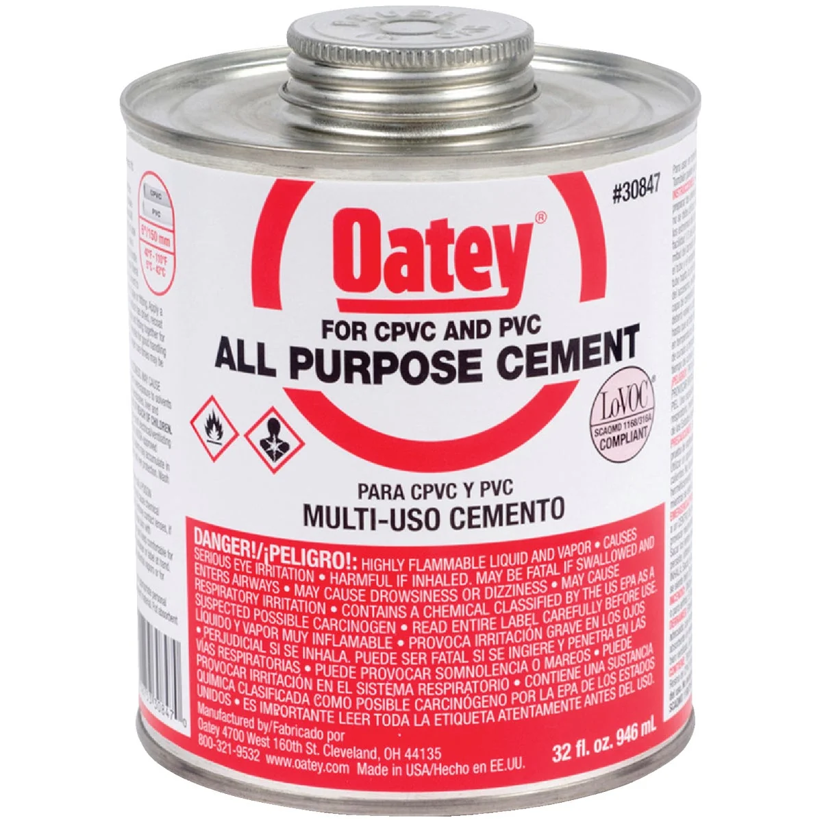 Consistent Oatey 32 Oz. Heavy Bodied Clear Multi Purpose Cement CPVC and PVC Top-Quality