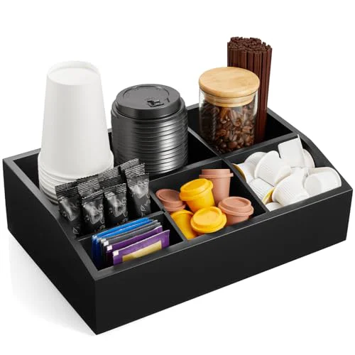 Lightweight Black Coffee Station Organizer for Countertop Sophisticated