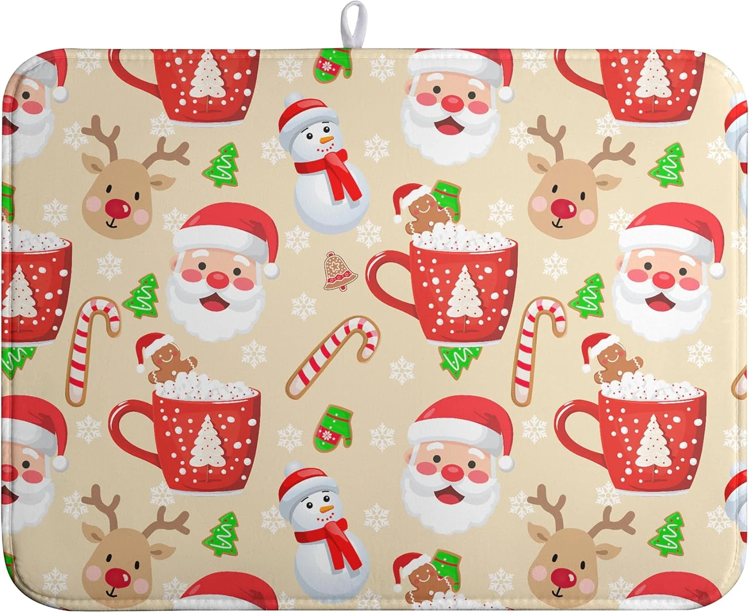 Smart Christmas Gingerbread Man Dish Drying Mat Winter Snowflake Snowman Xmas Kitchen Drying Mat Dish Dryer Mat Absorbent Microfiber Dish Drying Mat Dish Draining Mat for Christmas Decorations 18×24 inch Convenient