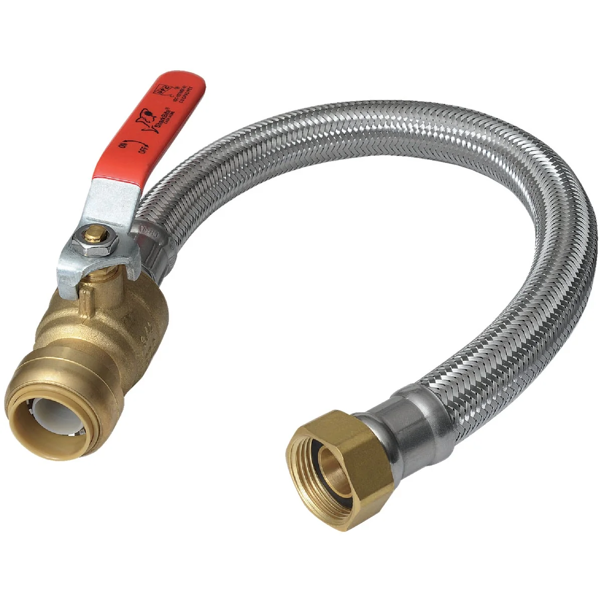 Classic SharkBite 3 4 In. BV x 3 4 In. FIP x 18 In. L Stainless Steel Flex Water Heater Low Lead Ball Valve Convenient