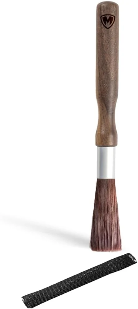 Expertly Made MAGNET Professional Coffee Grinder Cleaning Brush Coffee Brush Handling Accessory Tool Walnut Brush Handle Synthetic Bristle with magnetic snap for Camping Home Kitchen Barista Specialty