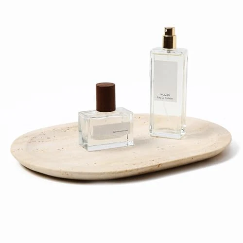 Pure Natural Marble Decorative Tray Bathroom Counter Perfume Organizer Vanity Tray for Home Decor Solid