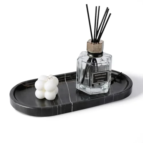 Natural Black Marble Vanity Tray for Bathroom Countertop Trusted