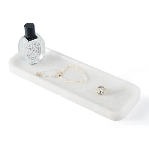 Superior Marble Tray 12 x4 Marble Vanity Tray for Bathroom Kitchen Countertop Sink Elite