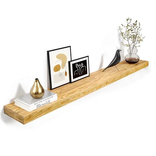 Traditional 72” Pine Wood Floating Shelf for Wall Durable