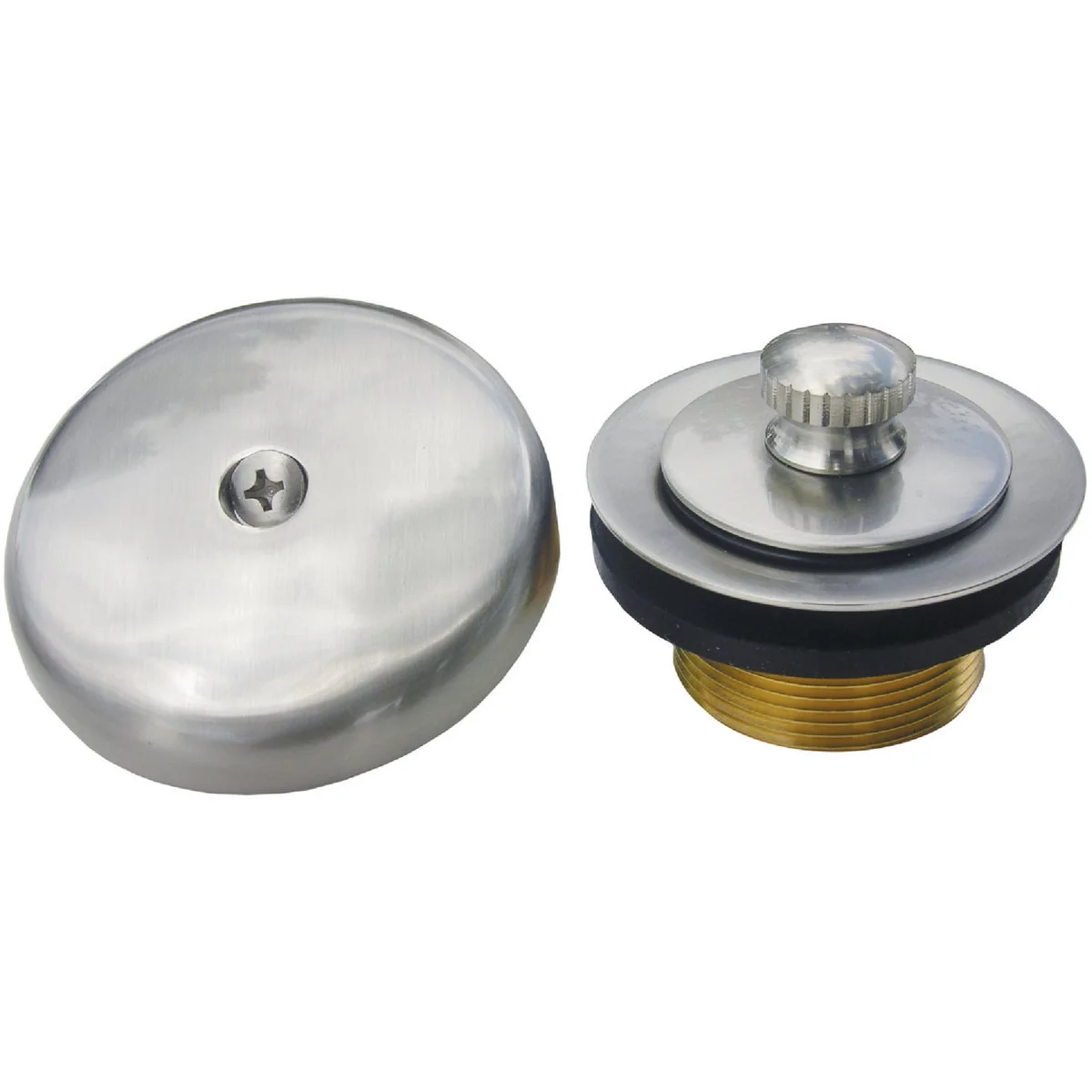 Specialty Lasco 1-1 4 In. Waste Shoe and Bathtub Drain Stopper Kit in Satin Nickel Original Design