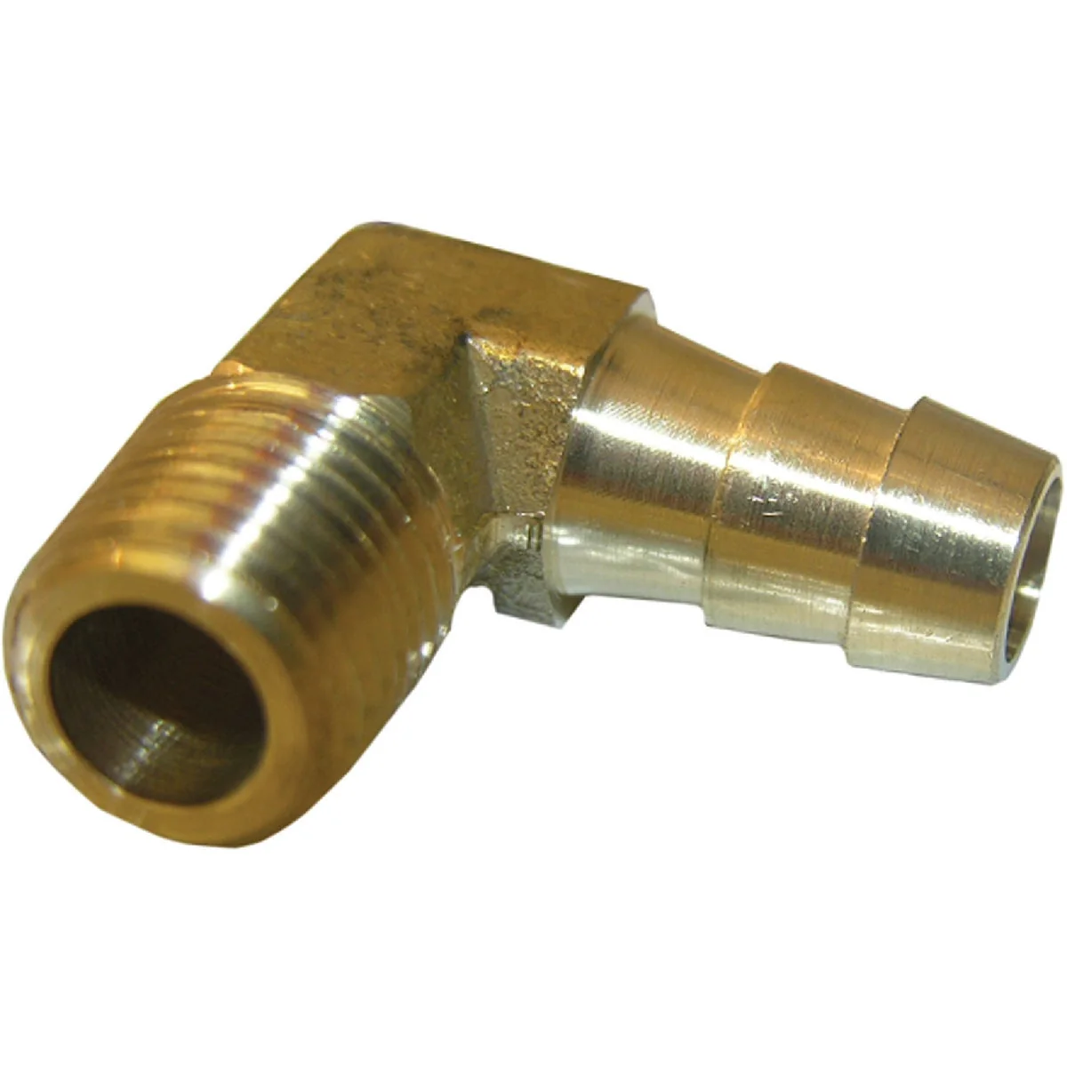 Safe Lasco 1 8 In. MPT x 3 8 In. Hose Barbed 90 Deg. Brass Elbow 1 4 Bend Relaxed