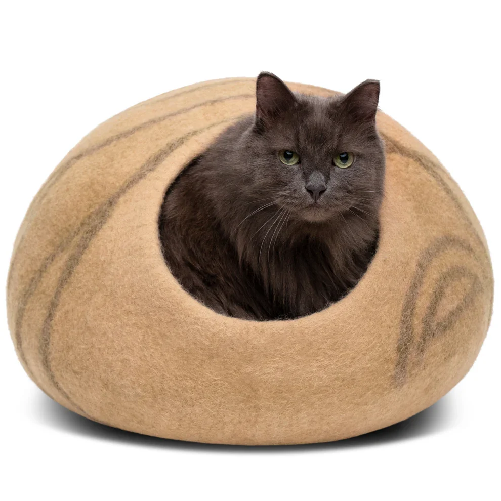Dependable Premium Wool Felt Cat Cave Bed Practical