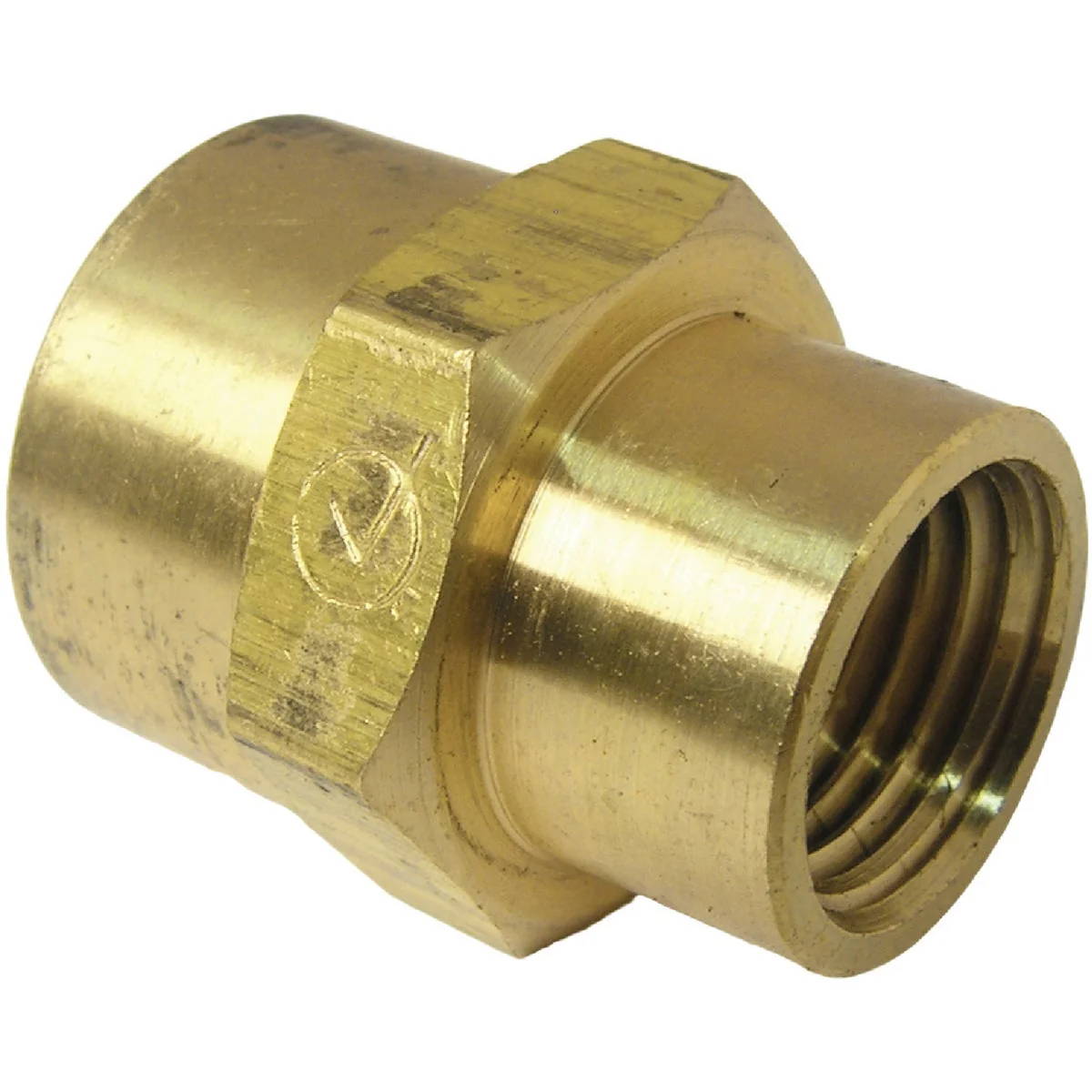 Secure Lasco 3 8 In. FPT x 1 4 In. FPT Yellow Brass Reducing Coupling Elegant